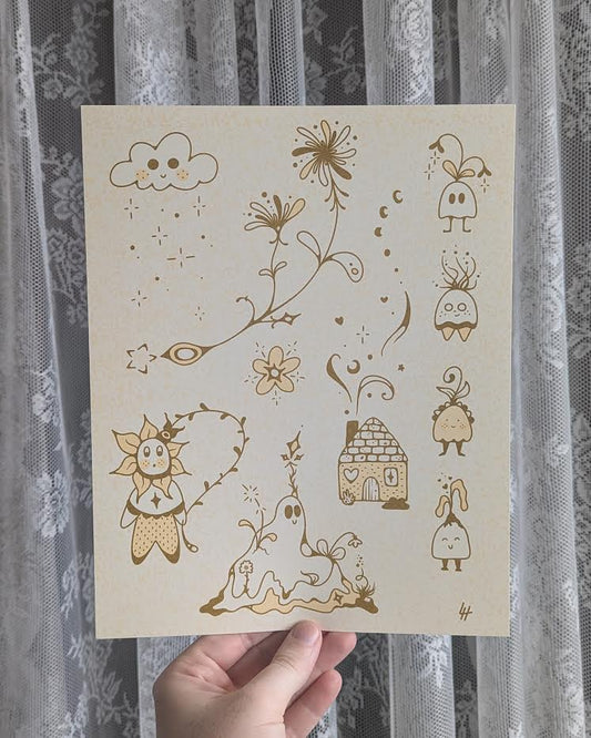 growing tattoo flash riso print