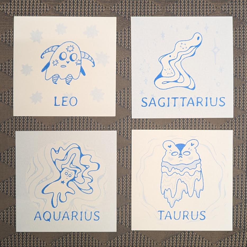 astrology cuties mini riso prints