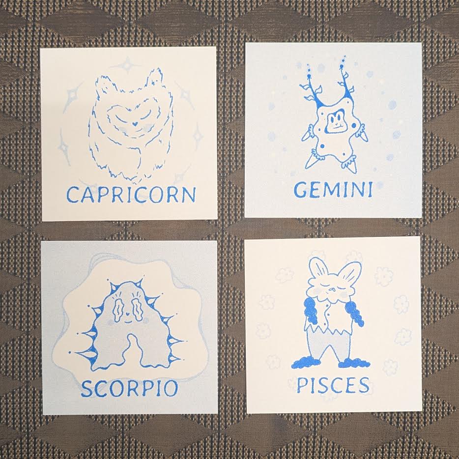 astrology cuties mini riso prints