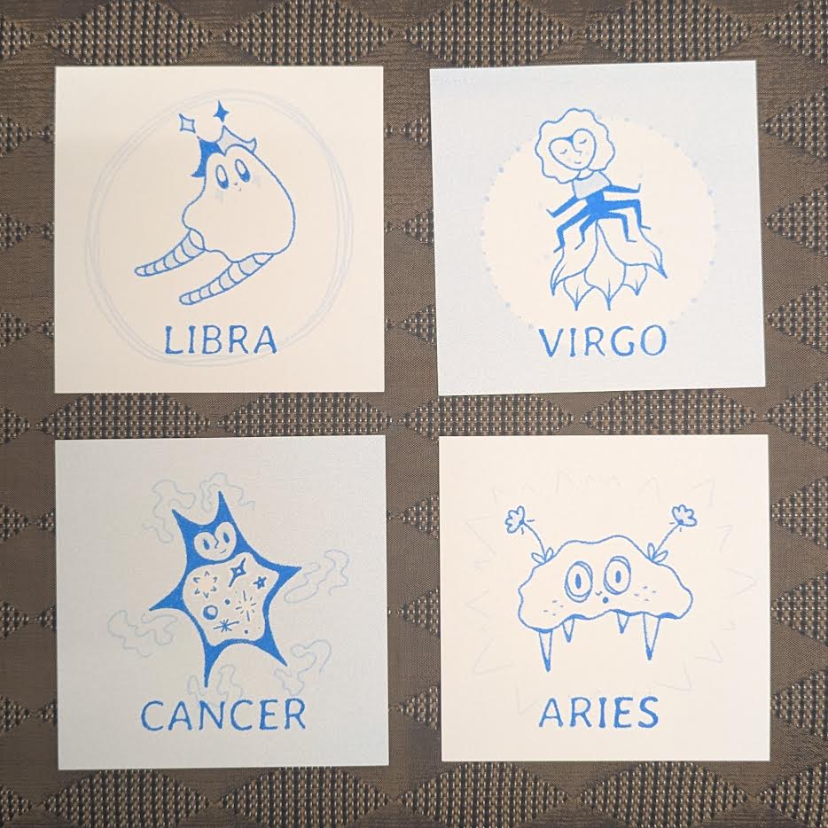 astrology cuties mini riso prints