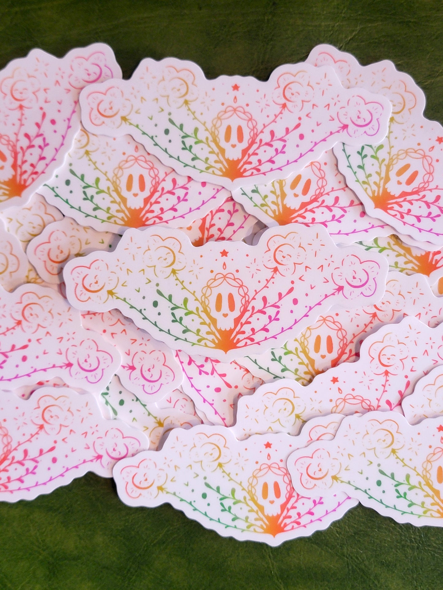 rainbow floral skull sticker