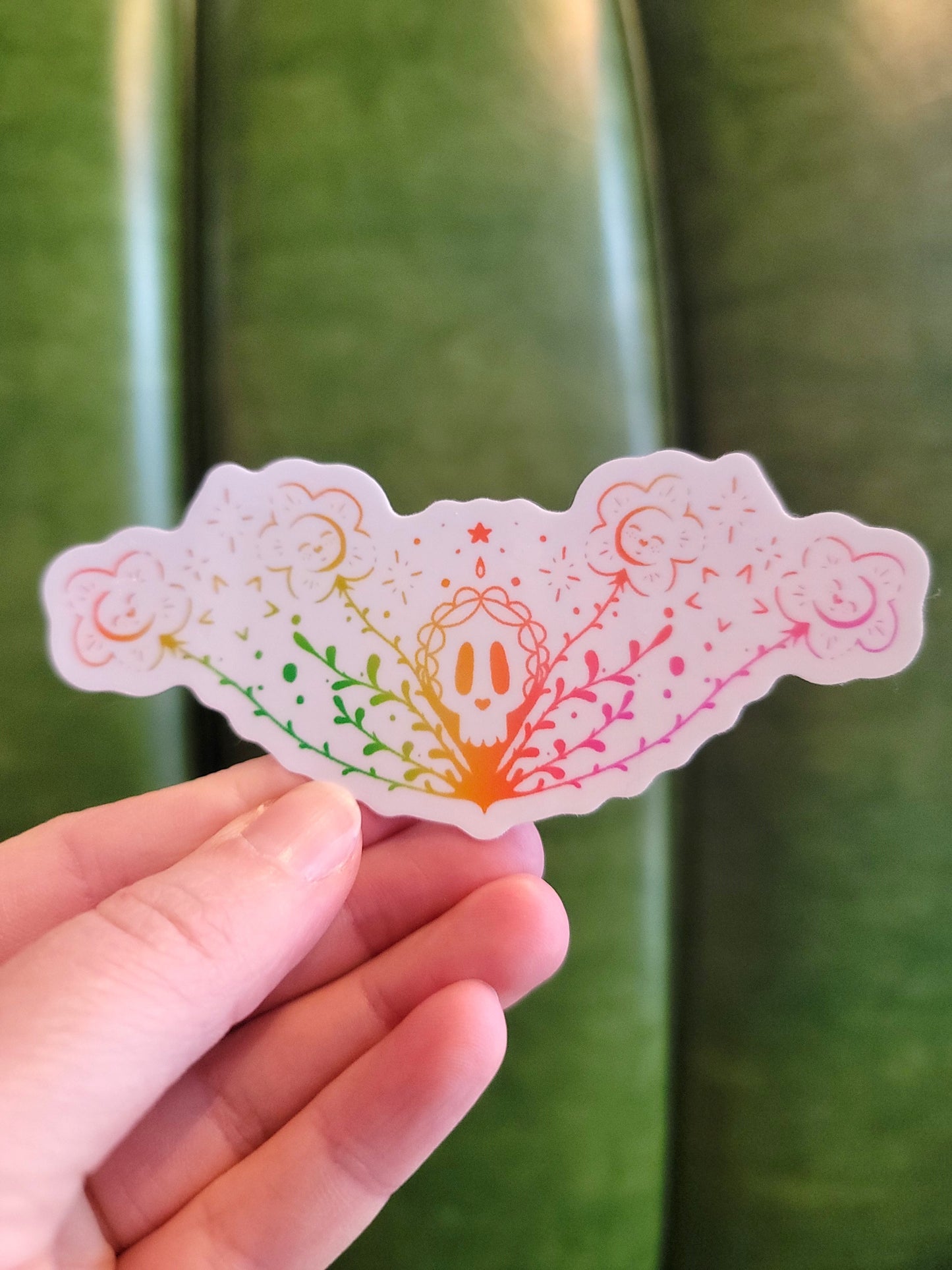 rainbow floral skull sticker