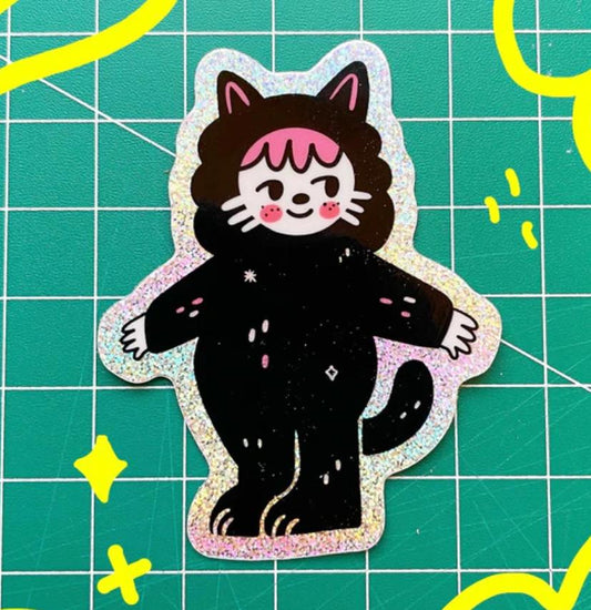 Cat Suit Kewpie Shimmery Sticker