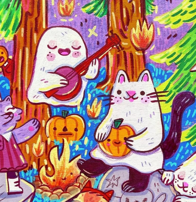 Halloween Pumpkin Party Original Painting