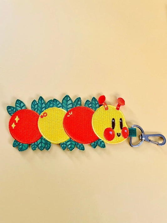 Embroidered Caterpillar Keychain