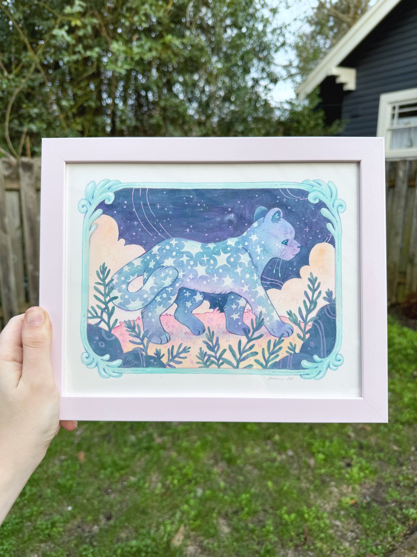 Celestial Panther - Framed Original Painting