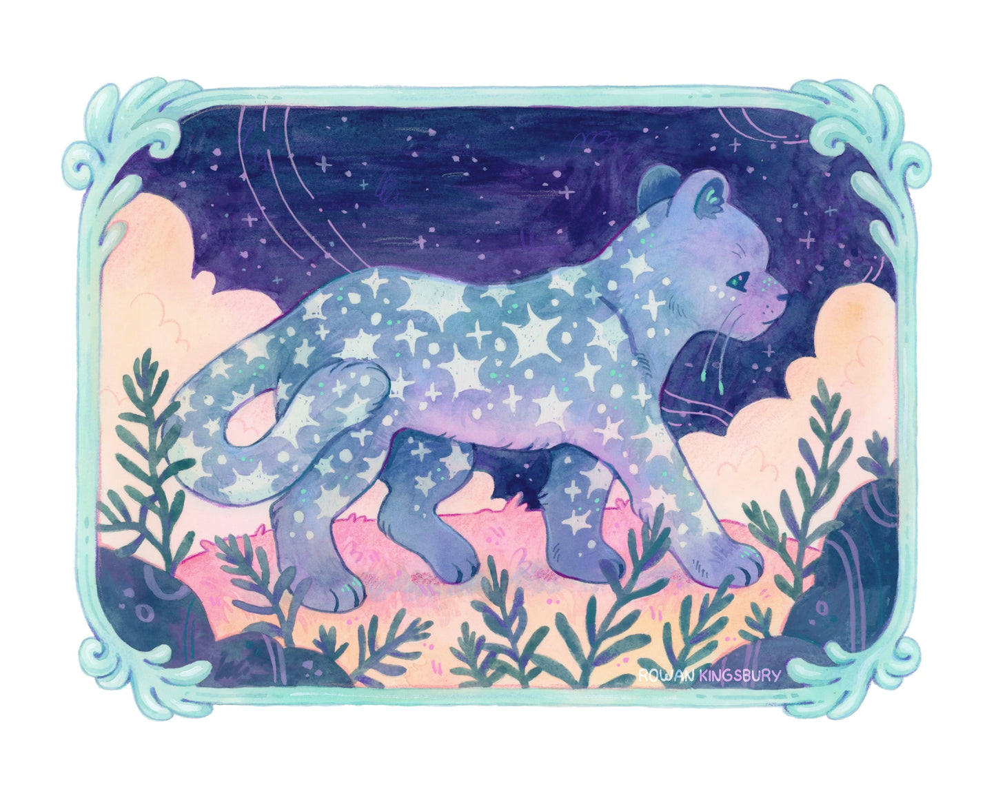 Celestial Panther - Framed Original Painting