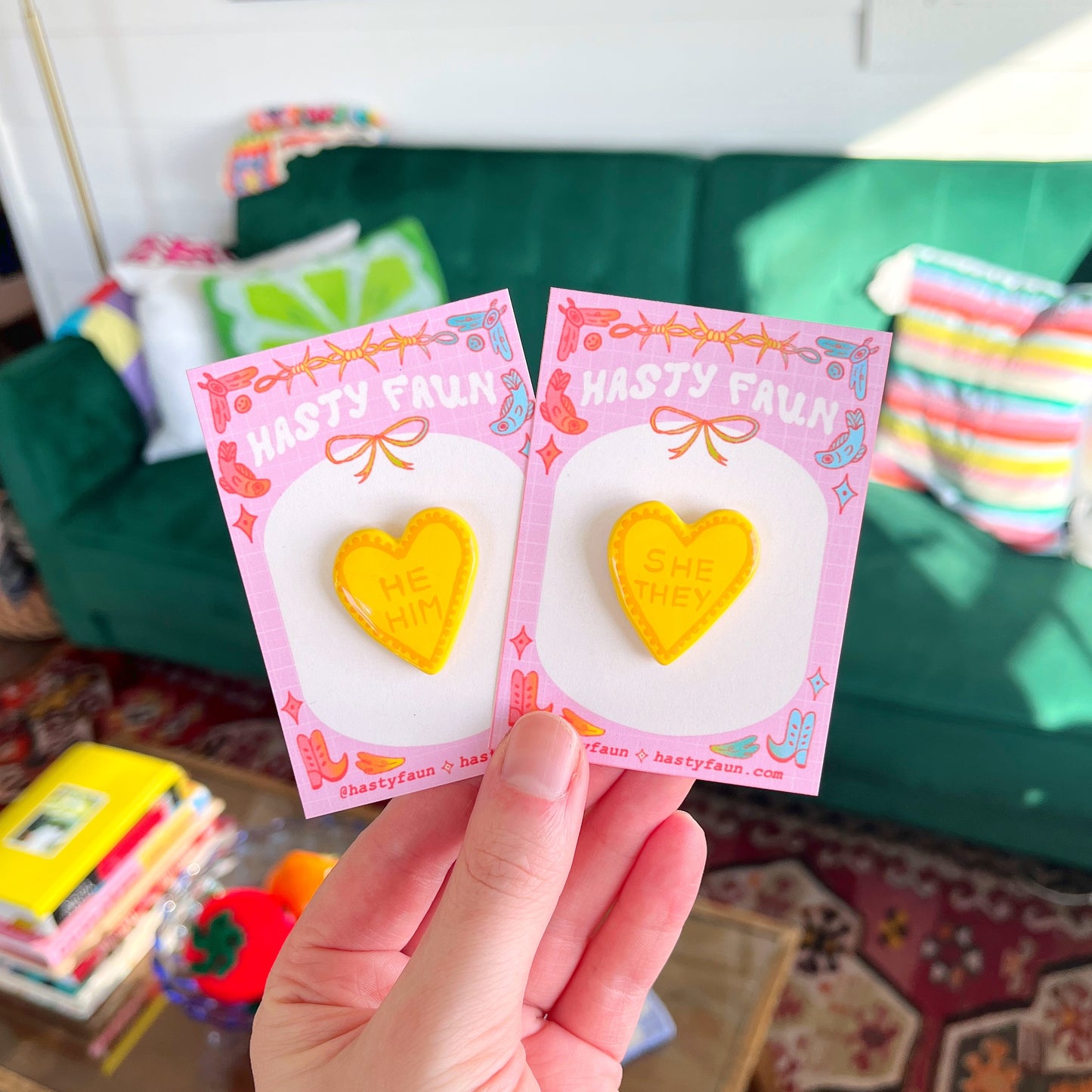 Heart Pronoun Pin