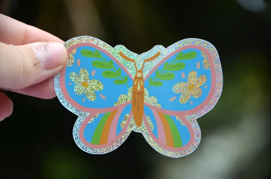 Blue Daisy Moth sticker