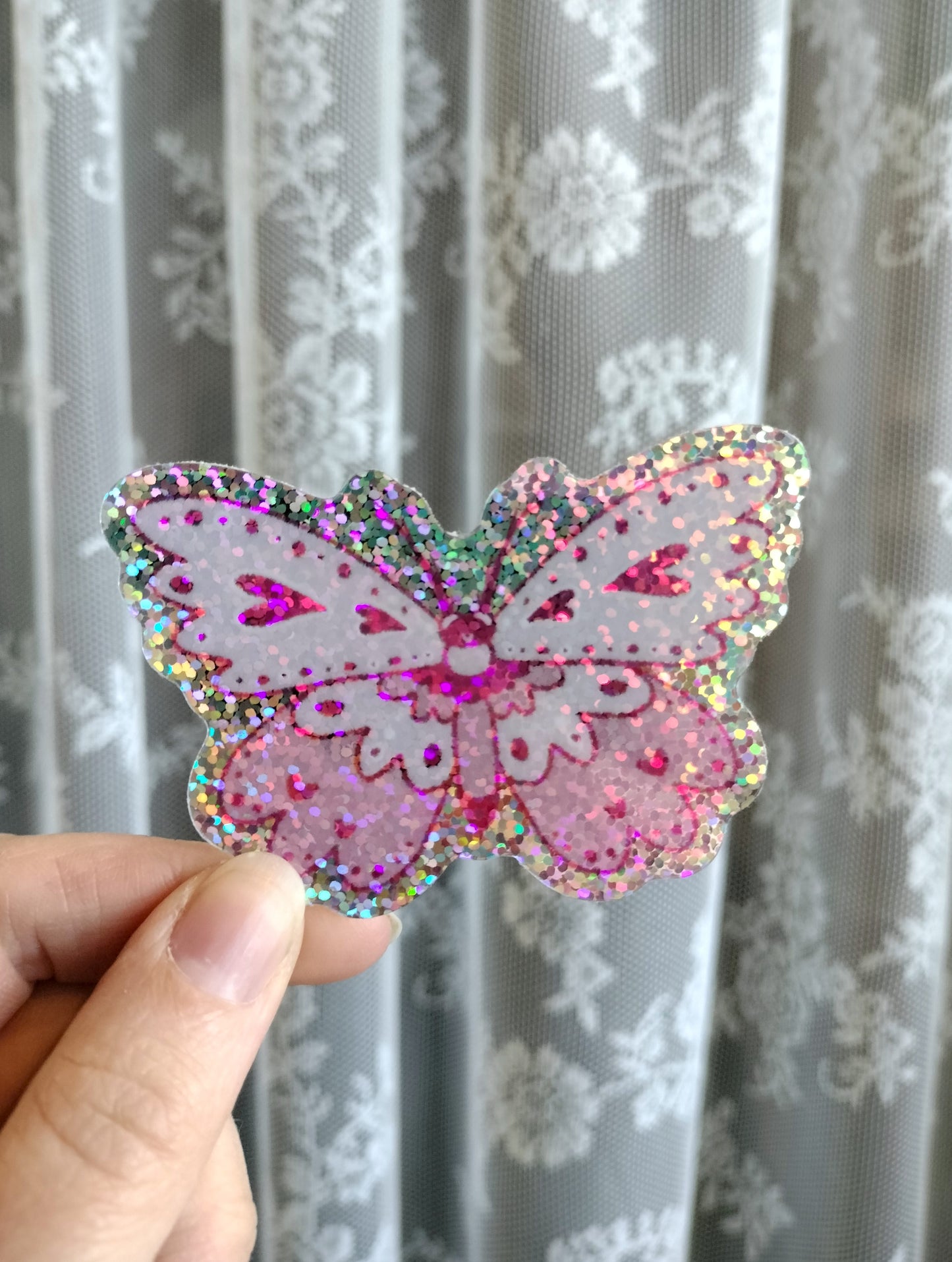 glittery celestial moth sticker