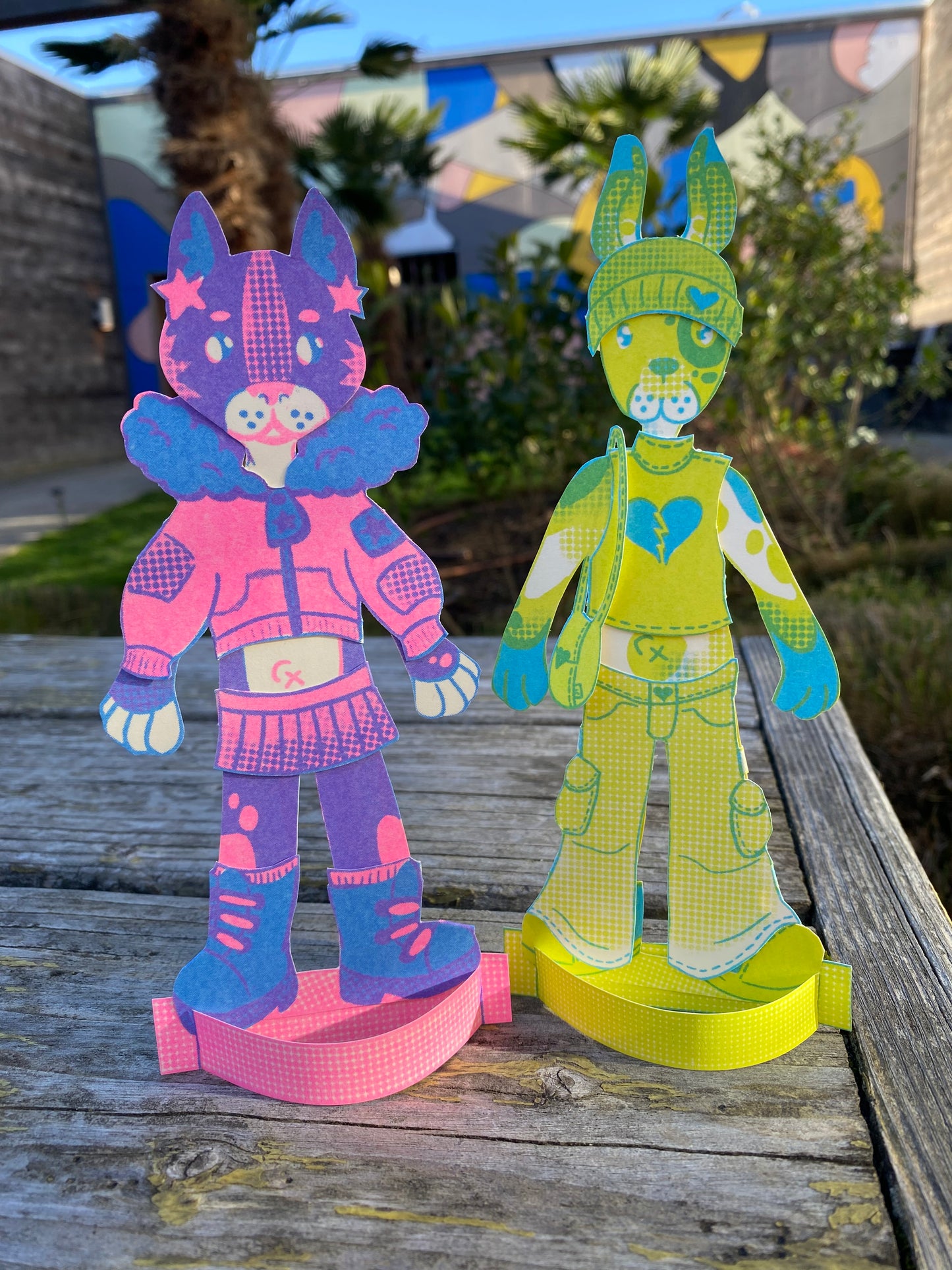 Build-your-own Cat and Rabbit Paper Dolls