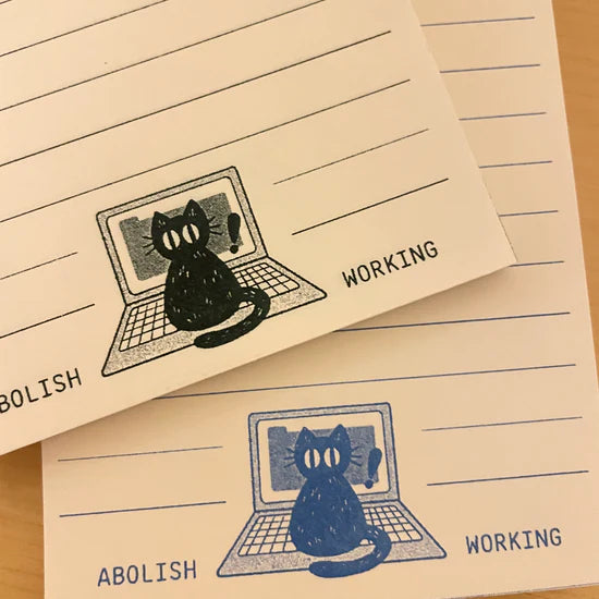 Abolish Working blue notepad