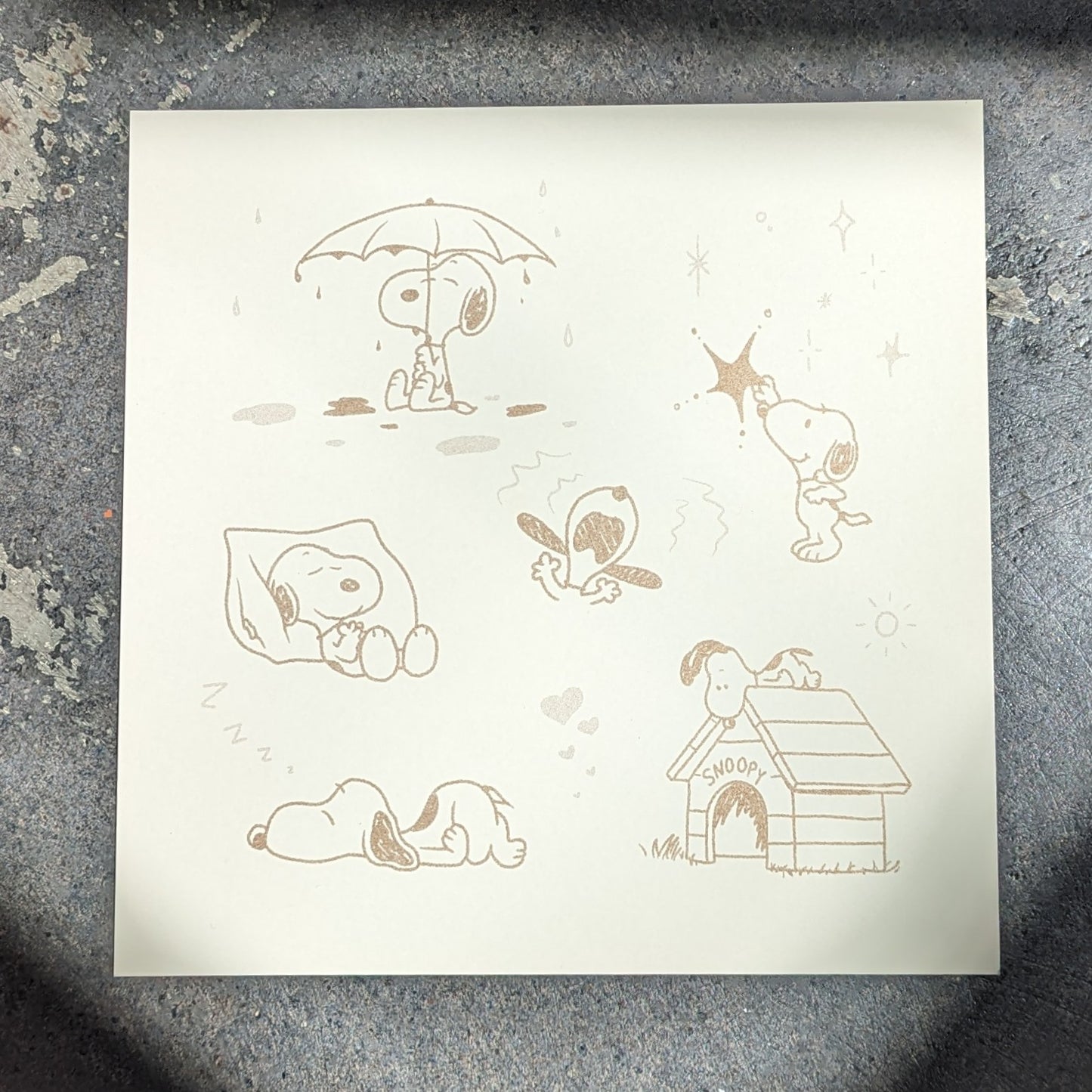 golden snoopy tattoo flash