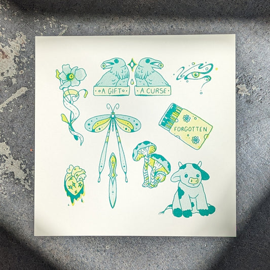 a gift a curse riso tattoo flash