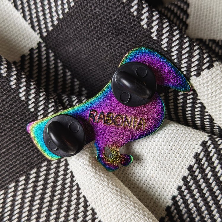 crow rainbow enamel pin