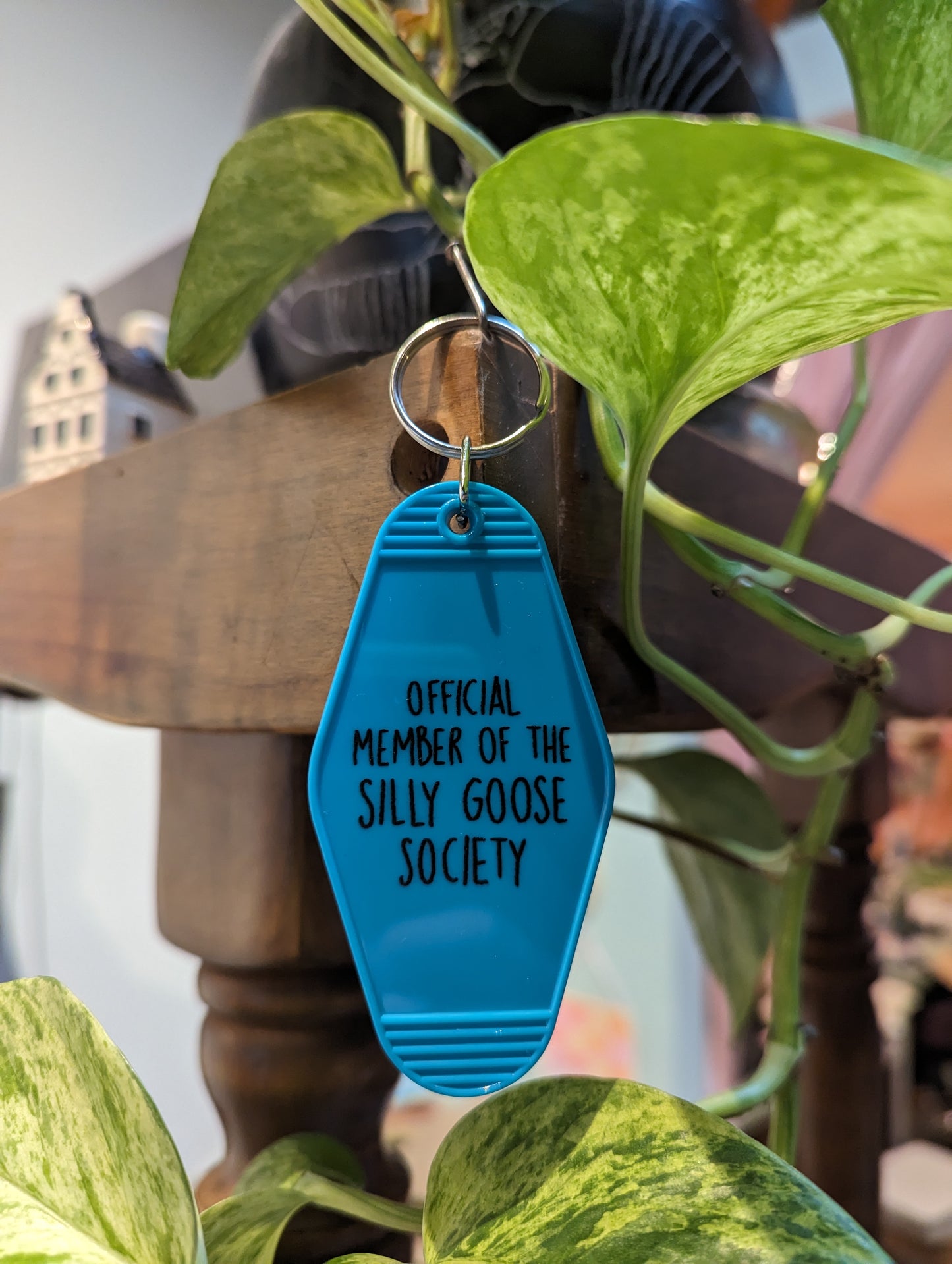 silly goose motel keychain