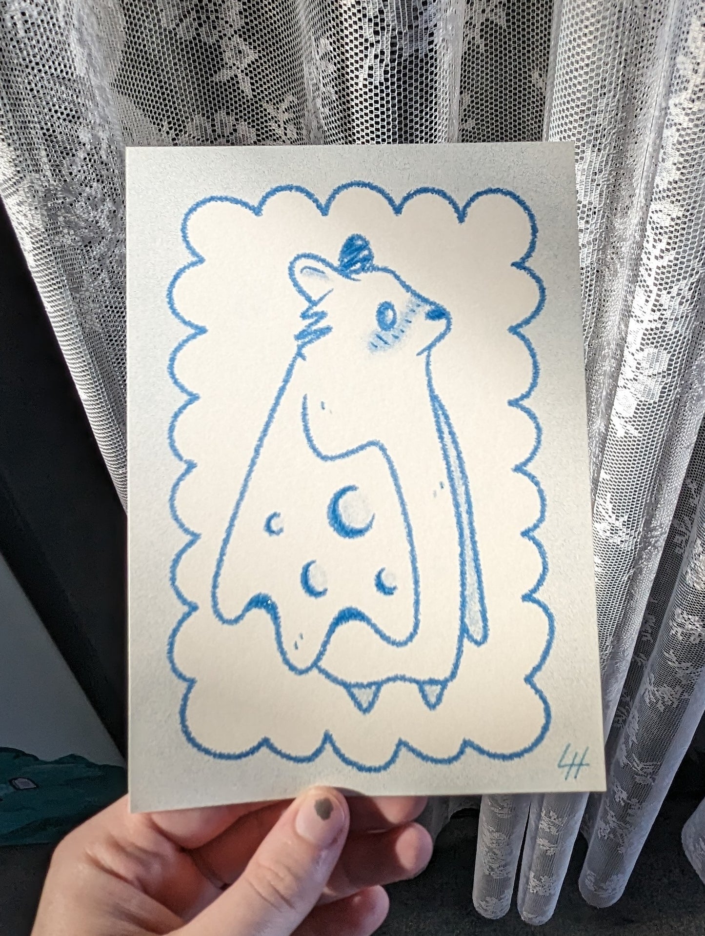 shimmery blue moon cutie riso print