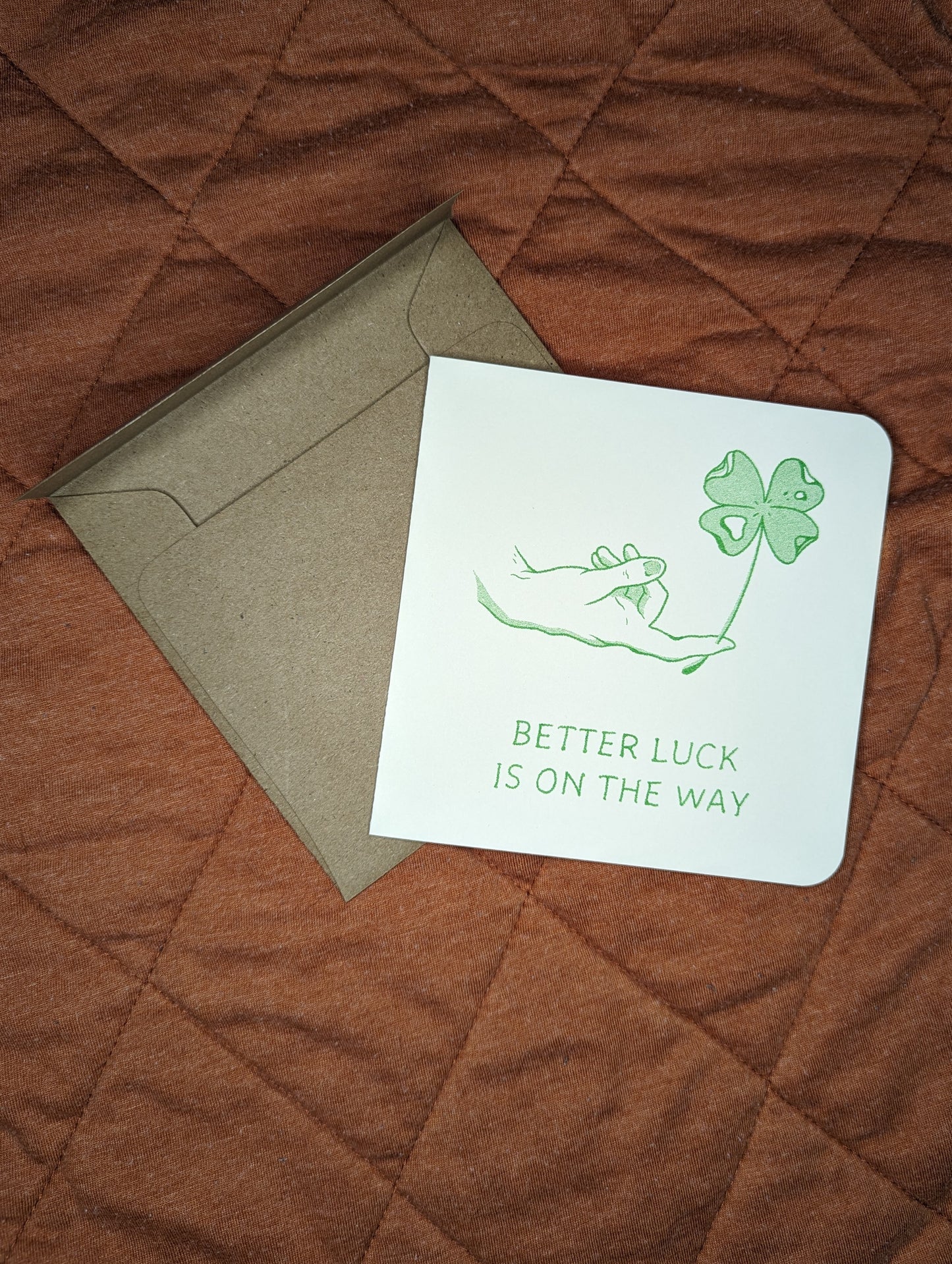 better luck soon risograph card