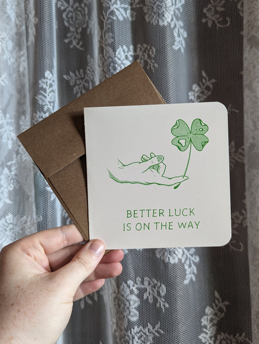 better luck soon risograph card