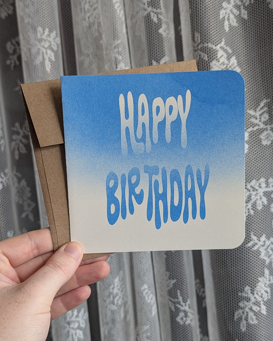happy birthday risograph card