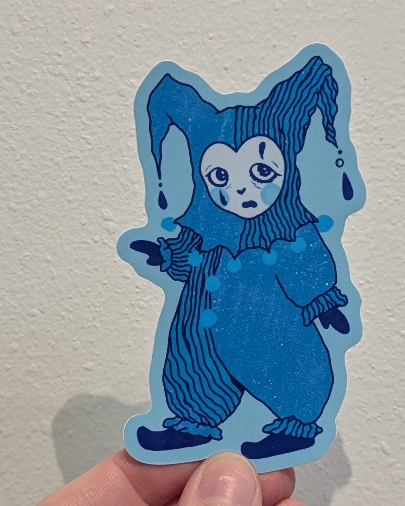 cry baby blues jester sticker