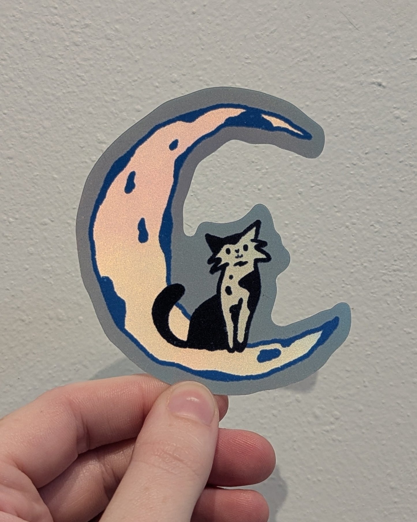 vaporwave moon cat sticker