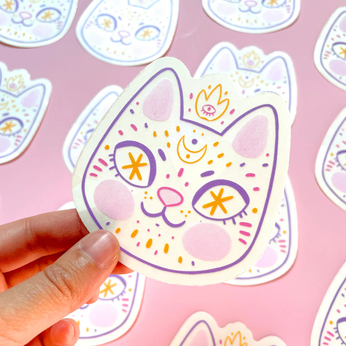 Cosmic Cat Suncatcher Sticker