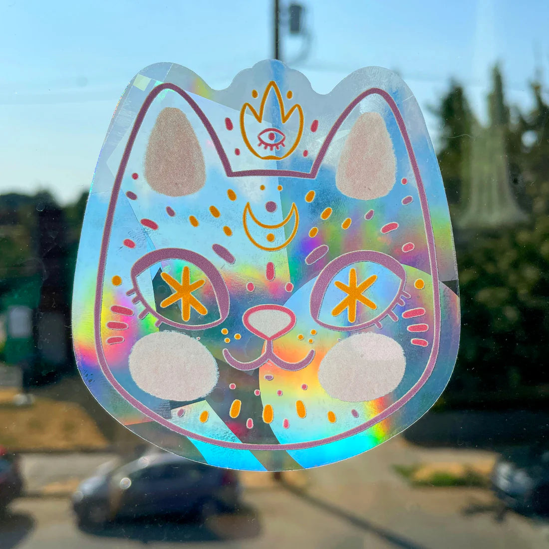 Cosmic Cat Suncatcher Sticker