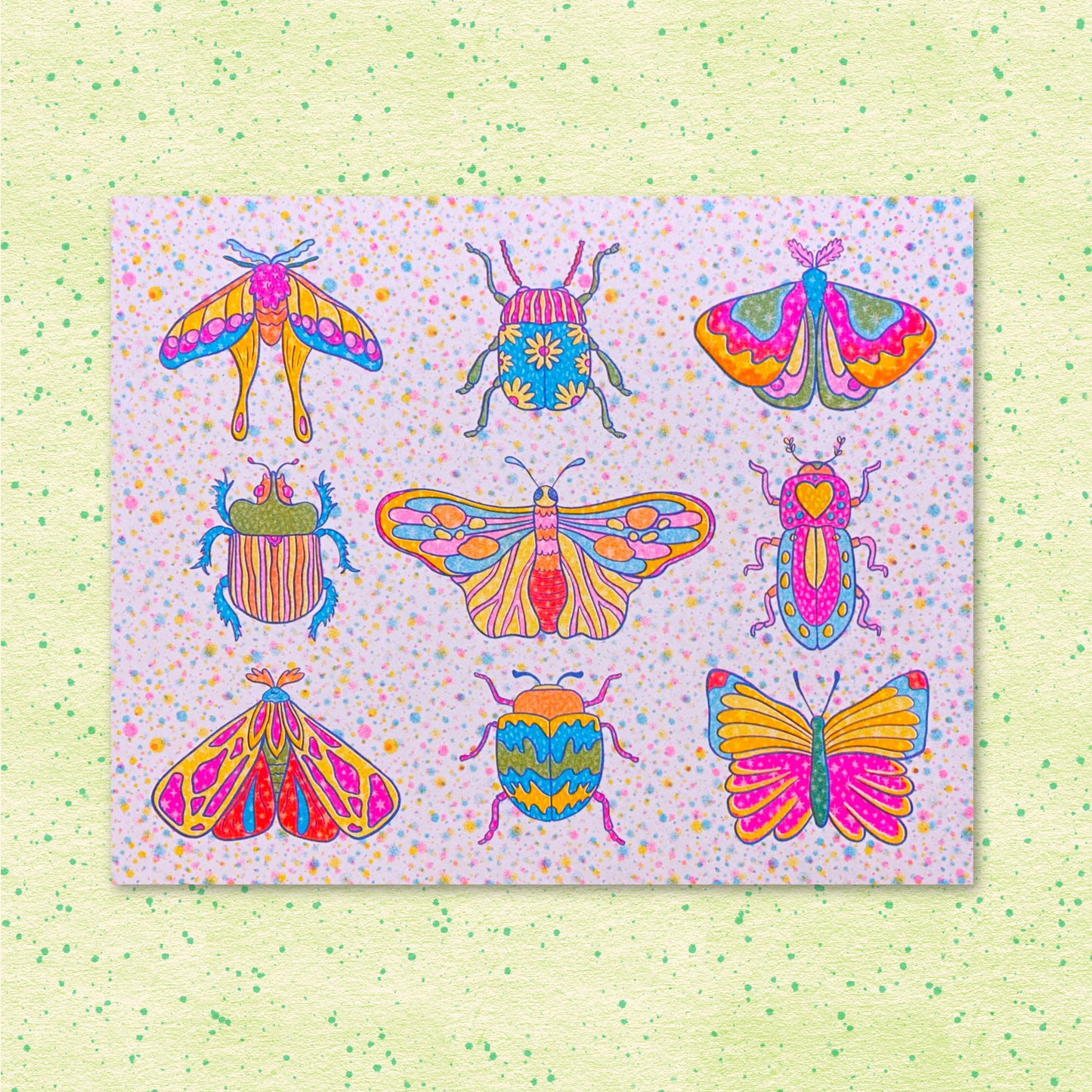 Rainbow Bugs riso print
