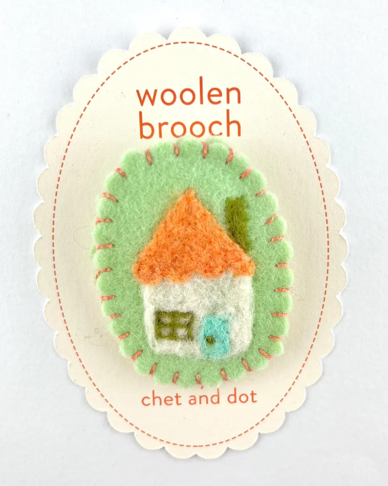 Coral Cottage Woolen Brooch