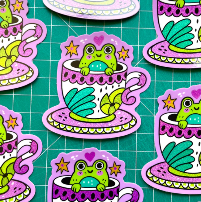 Teacup Frog shimmery sticker