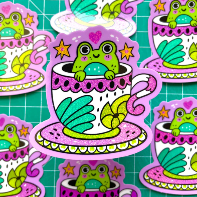 Teacup Frog shimmery sticker
