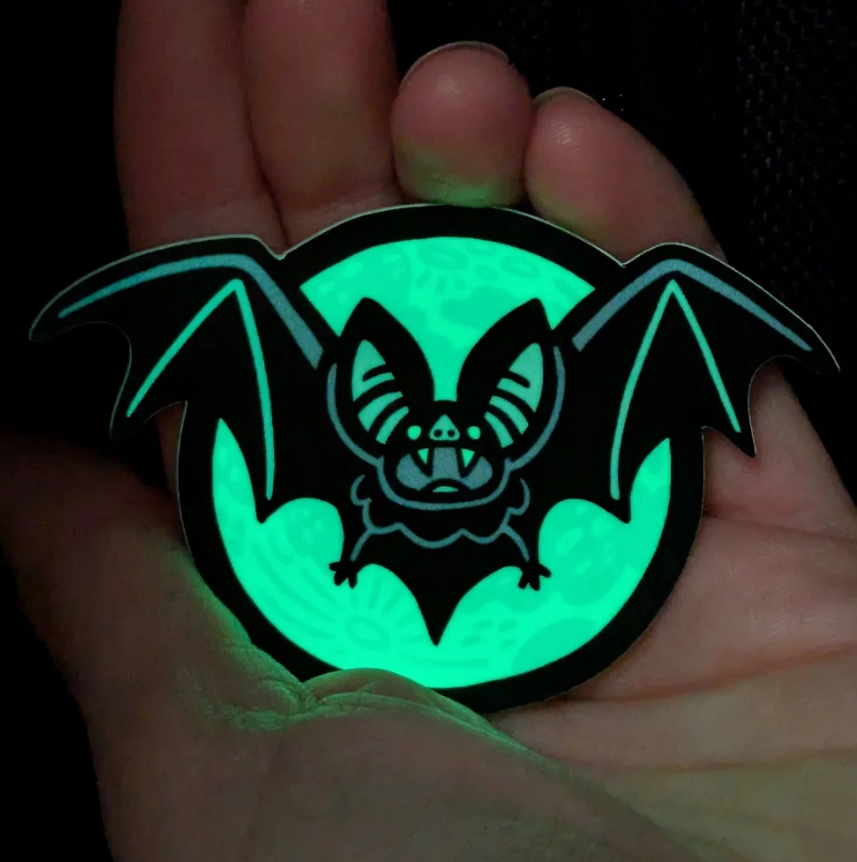 Bat glow in the dark sticker