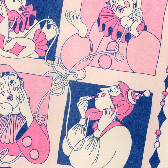 Clown Conference Call Riso Print - Pink + Blue