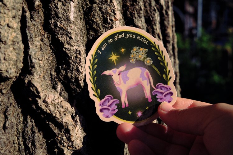 cow affirmation sticker