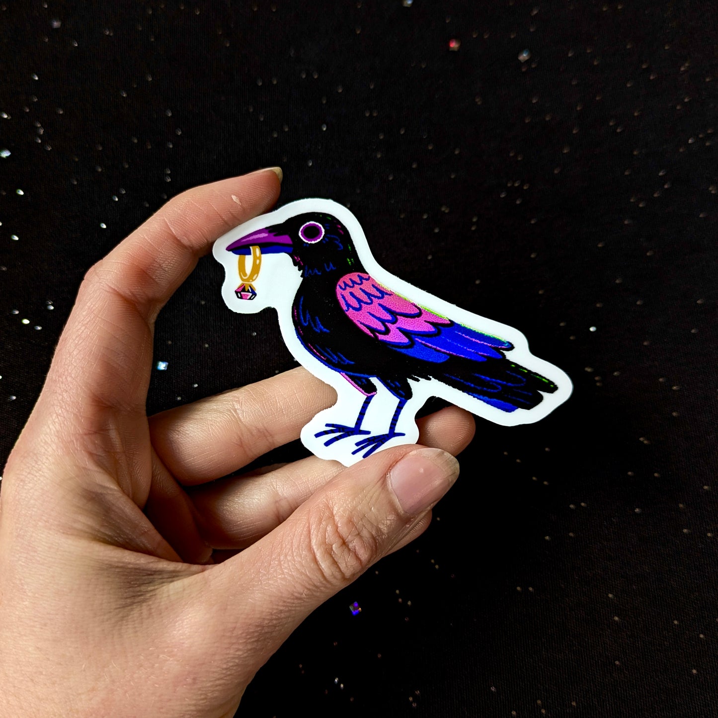 crow holo sticker