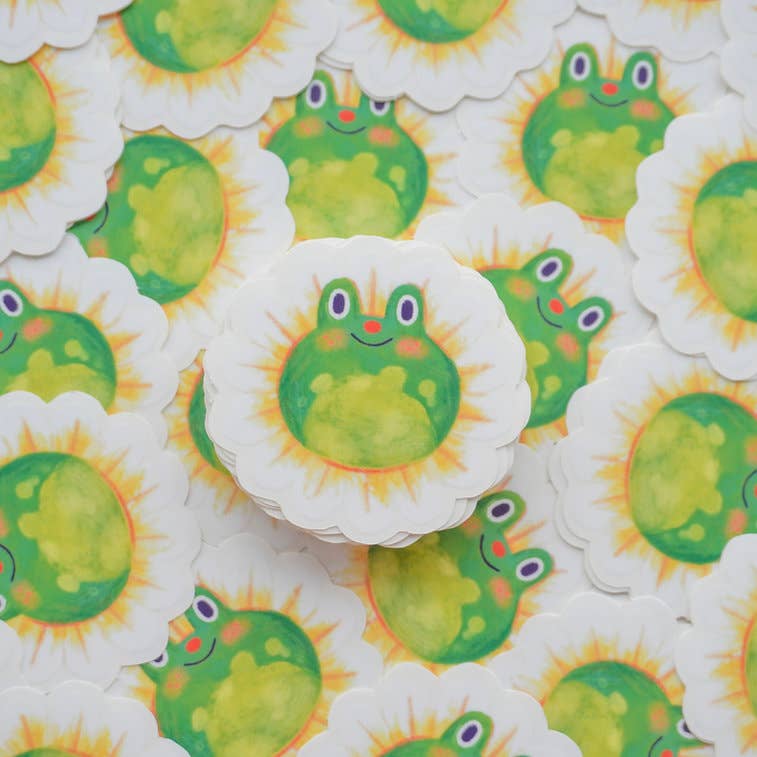 Flower Frog Transparent Vinyl Sticker