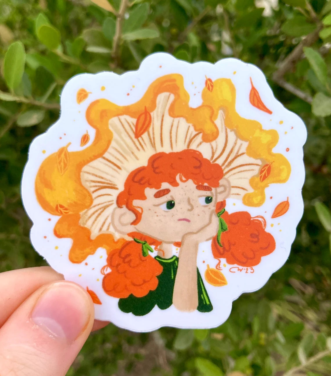 Orange Mushroom Girl sticker