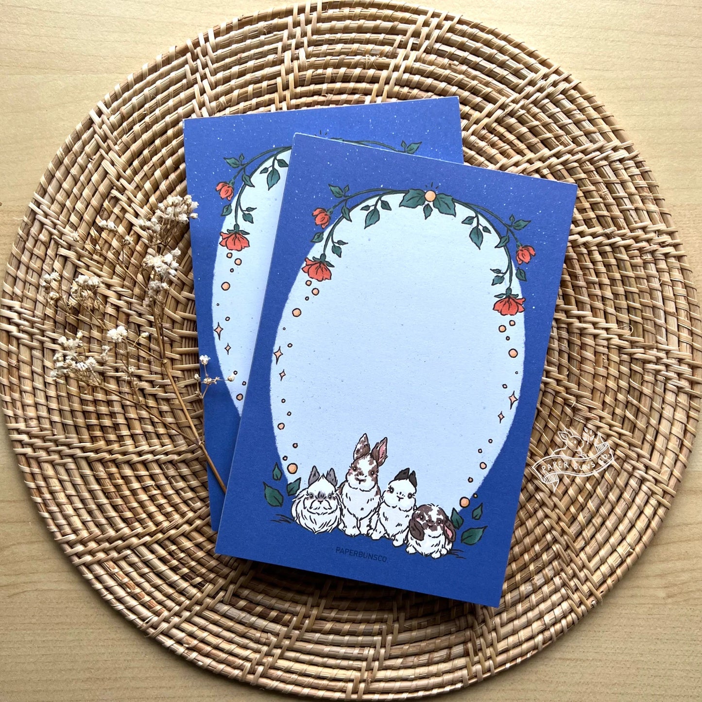 Blue Four Buns memo pad