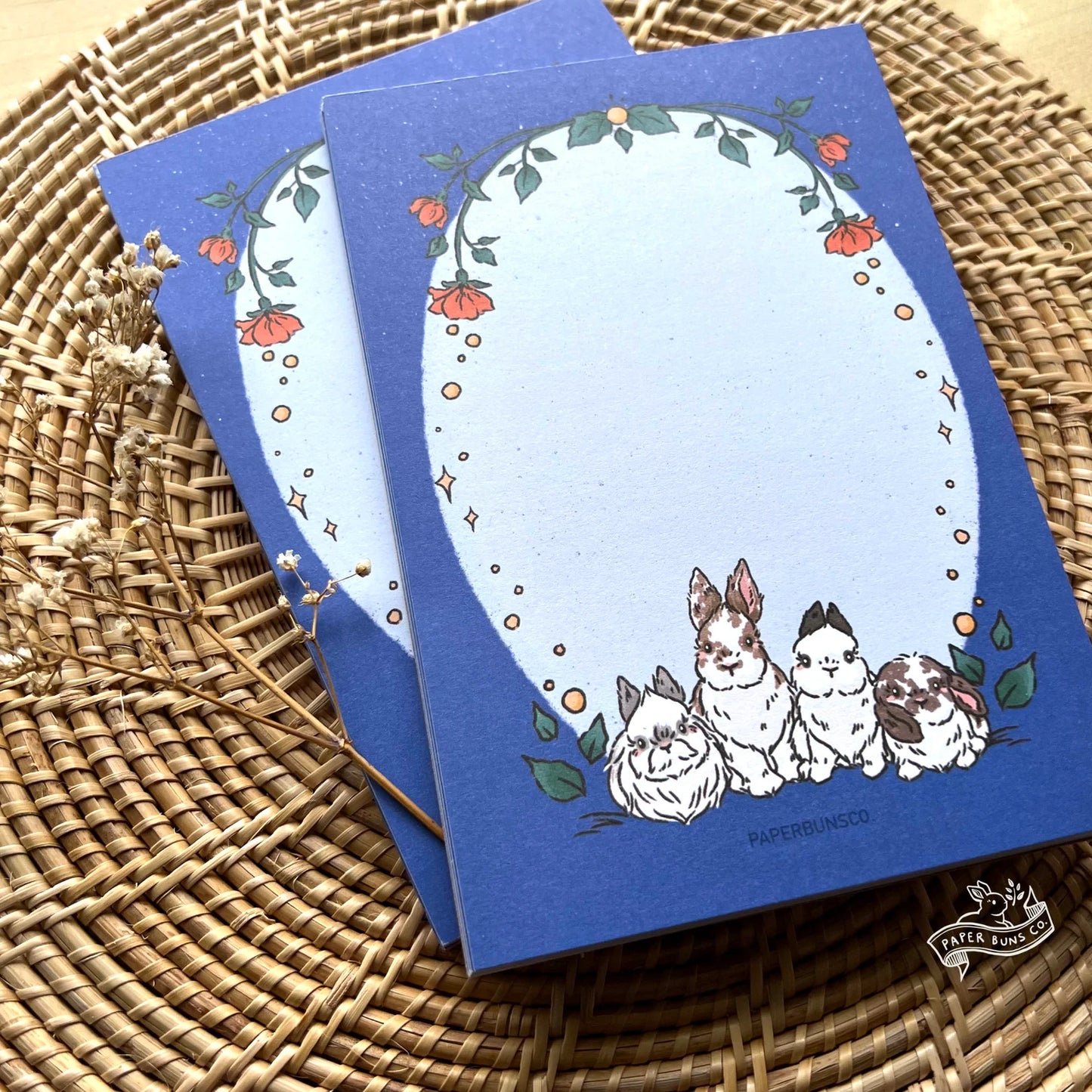 Blue Four Buns memo pad