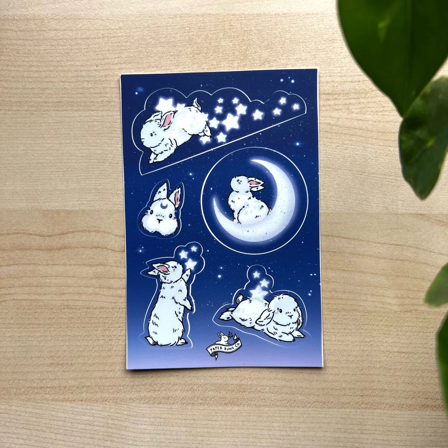 Moon and Star Buns sticker sheet