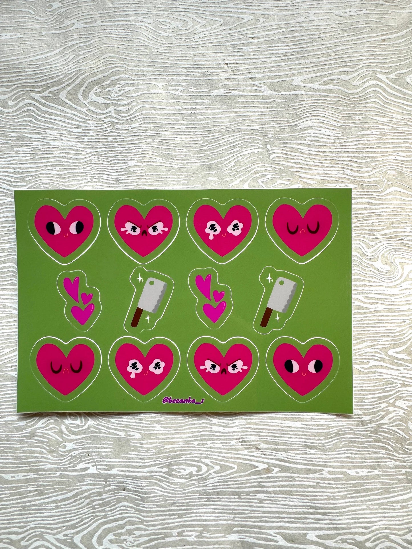 Hearts sticker sheet