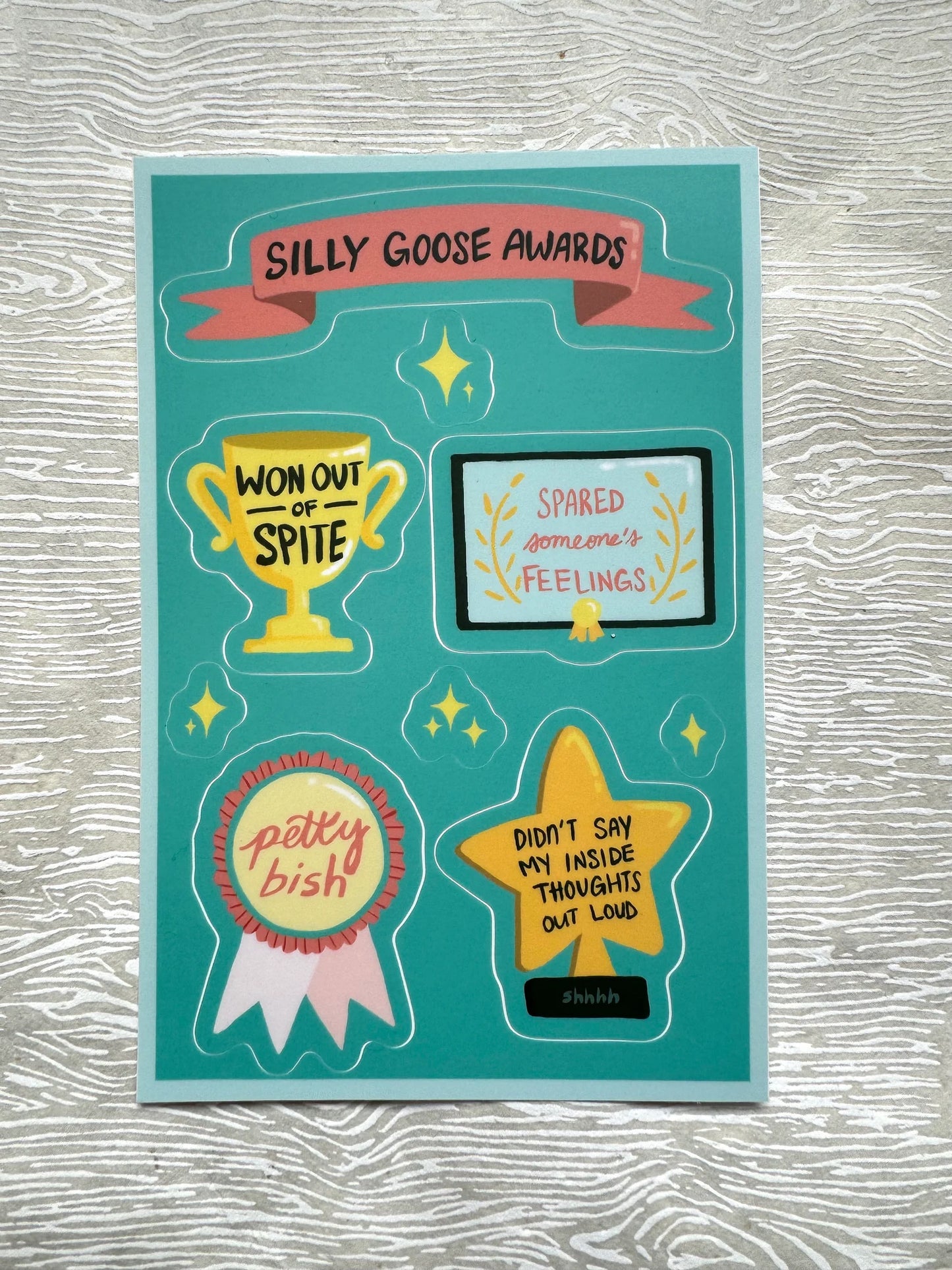 Silly goose award sticker sheet