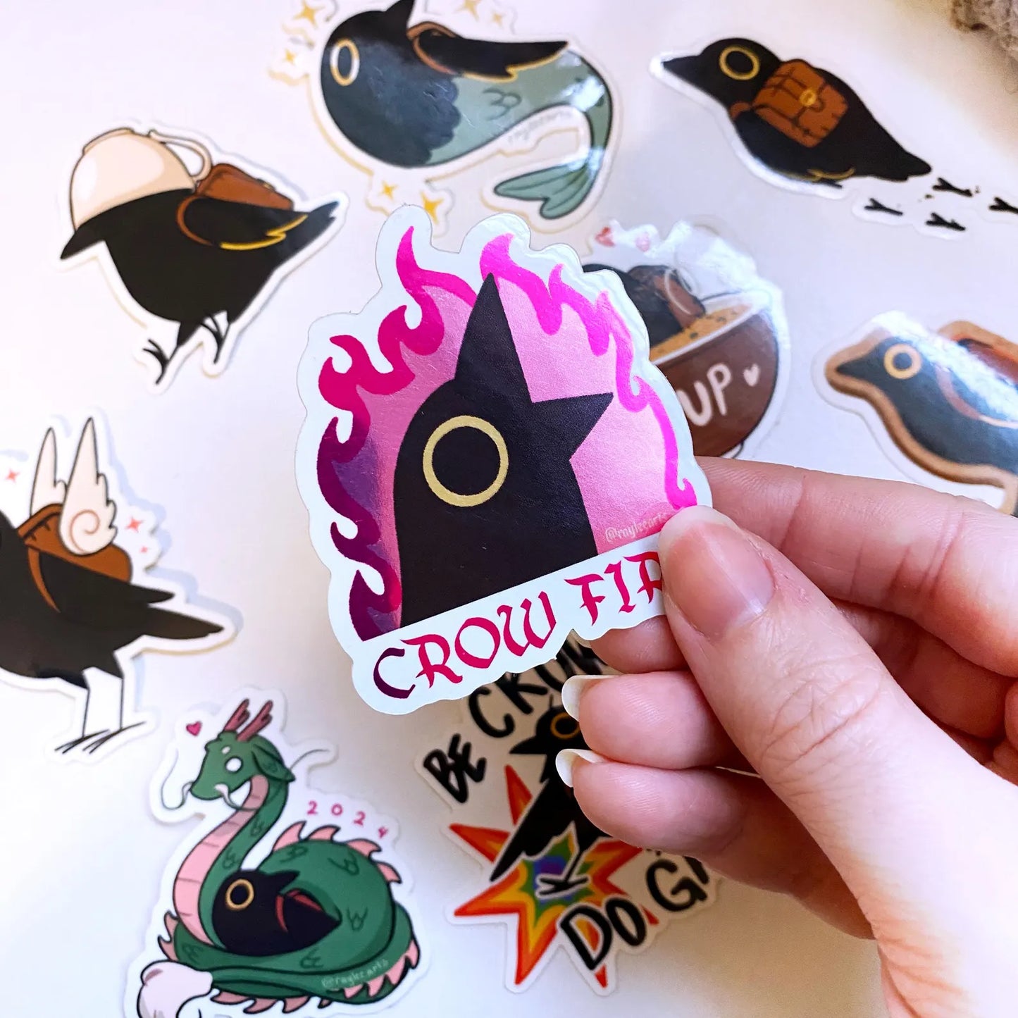 crow fire sticker