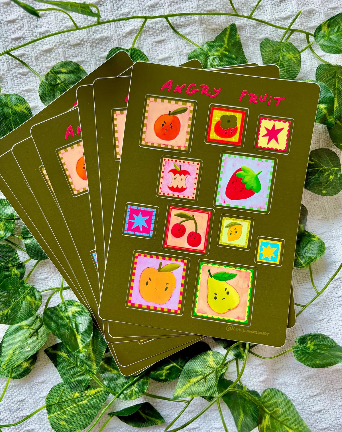 Angry Fruit sticker sheet