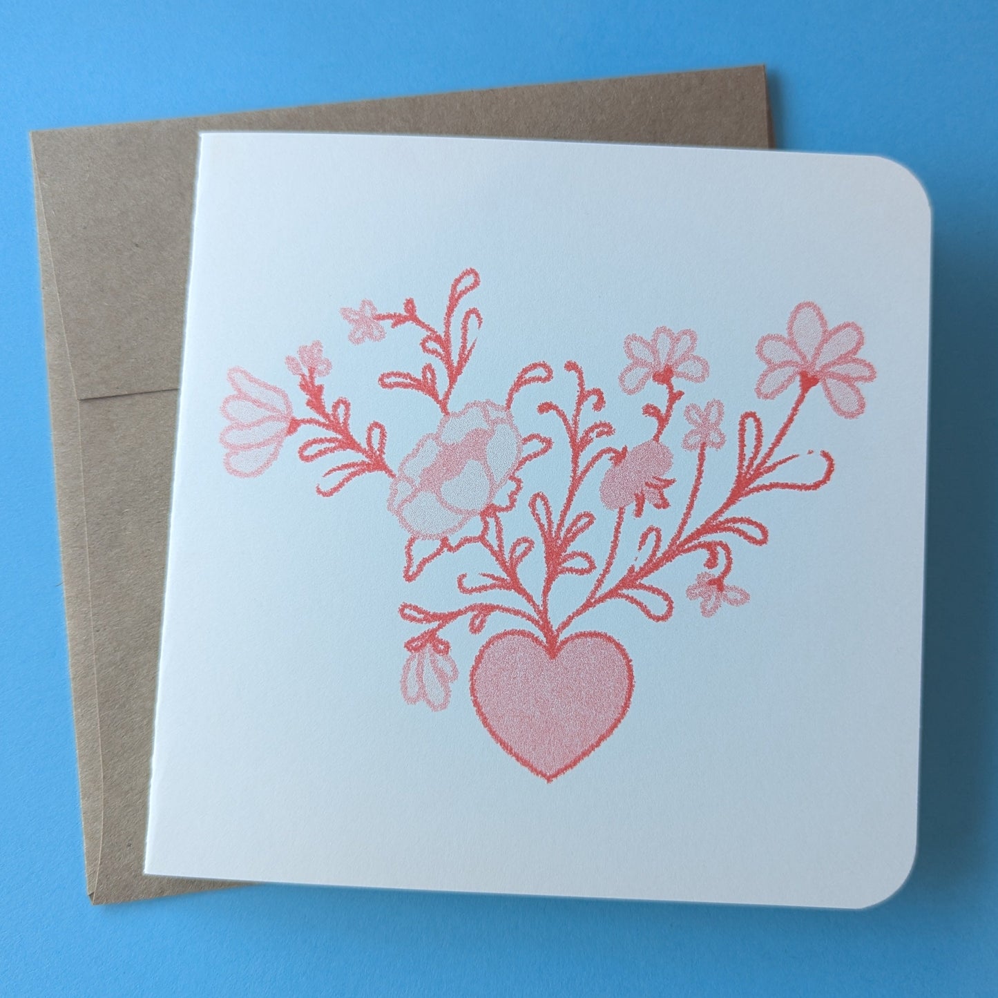 heart blooms risograph card