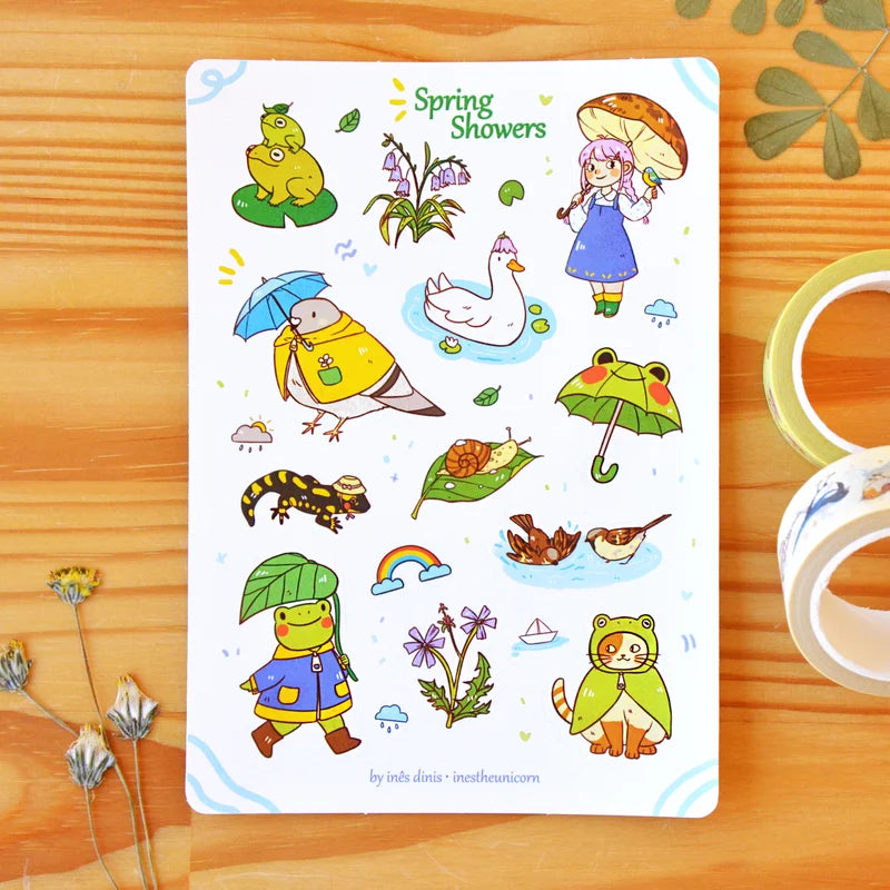 spring showers sticker sheet
