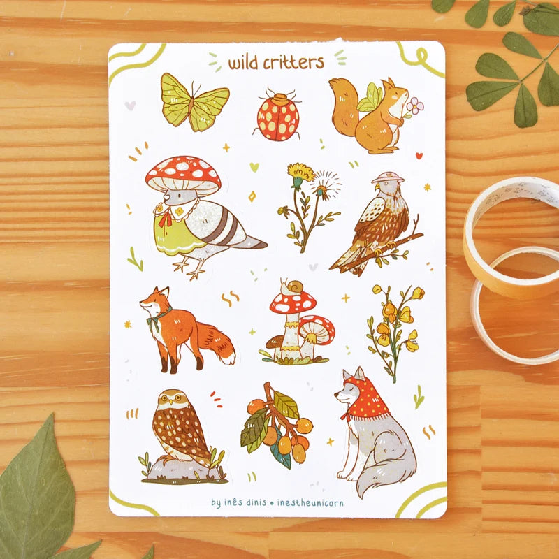 wild critters sticker sheet