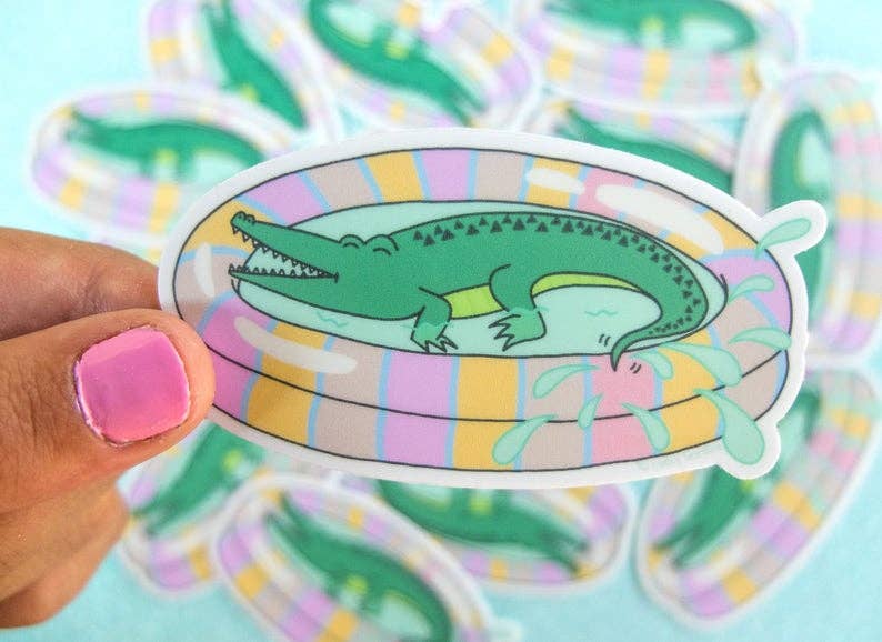 Crocodile Vintage Wade Pool Summer Vinyl Sticker