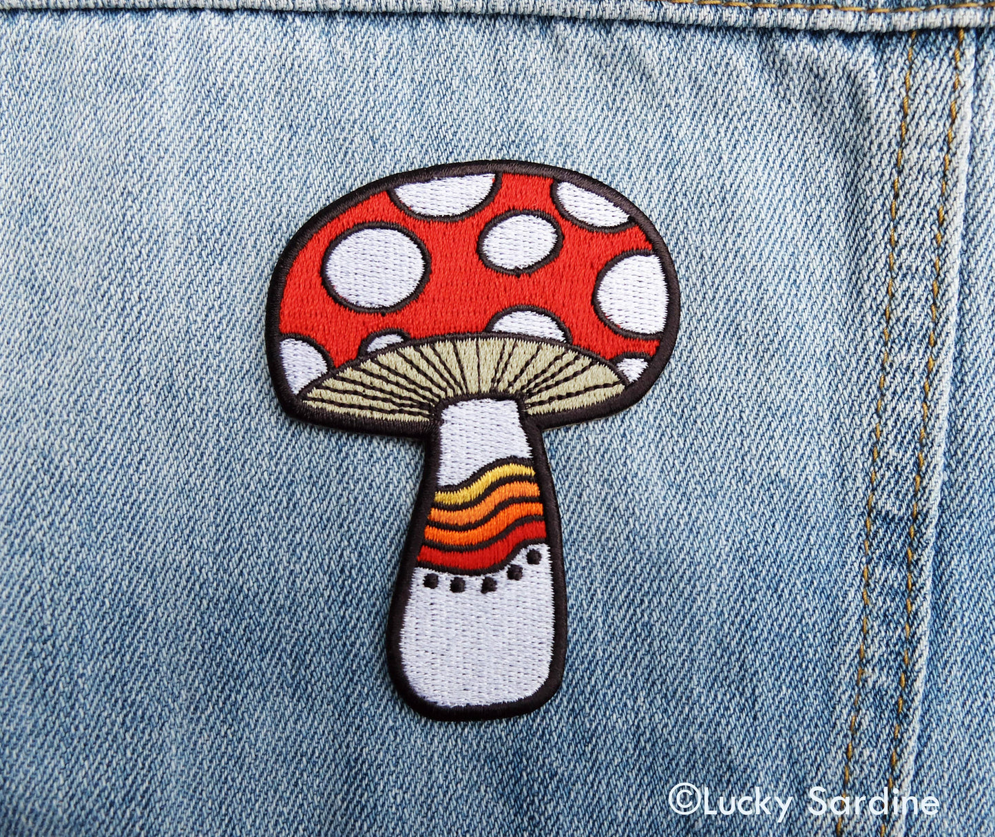 Mushroom Rainbow Embroidered Patch